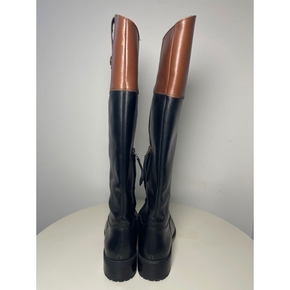 Sam Edelman Drina Leather Tall Riding Boots Black Brown Two Tone Size 7.5 M - Picture 6 of 11